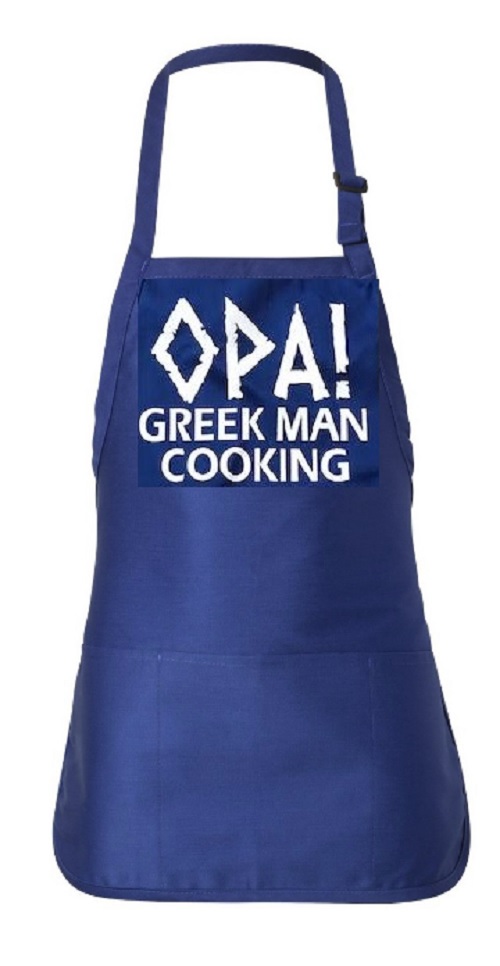 OPA! Greek Man Cooking Apron - 24" Long Medium Length